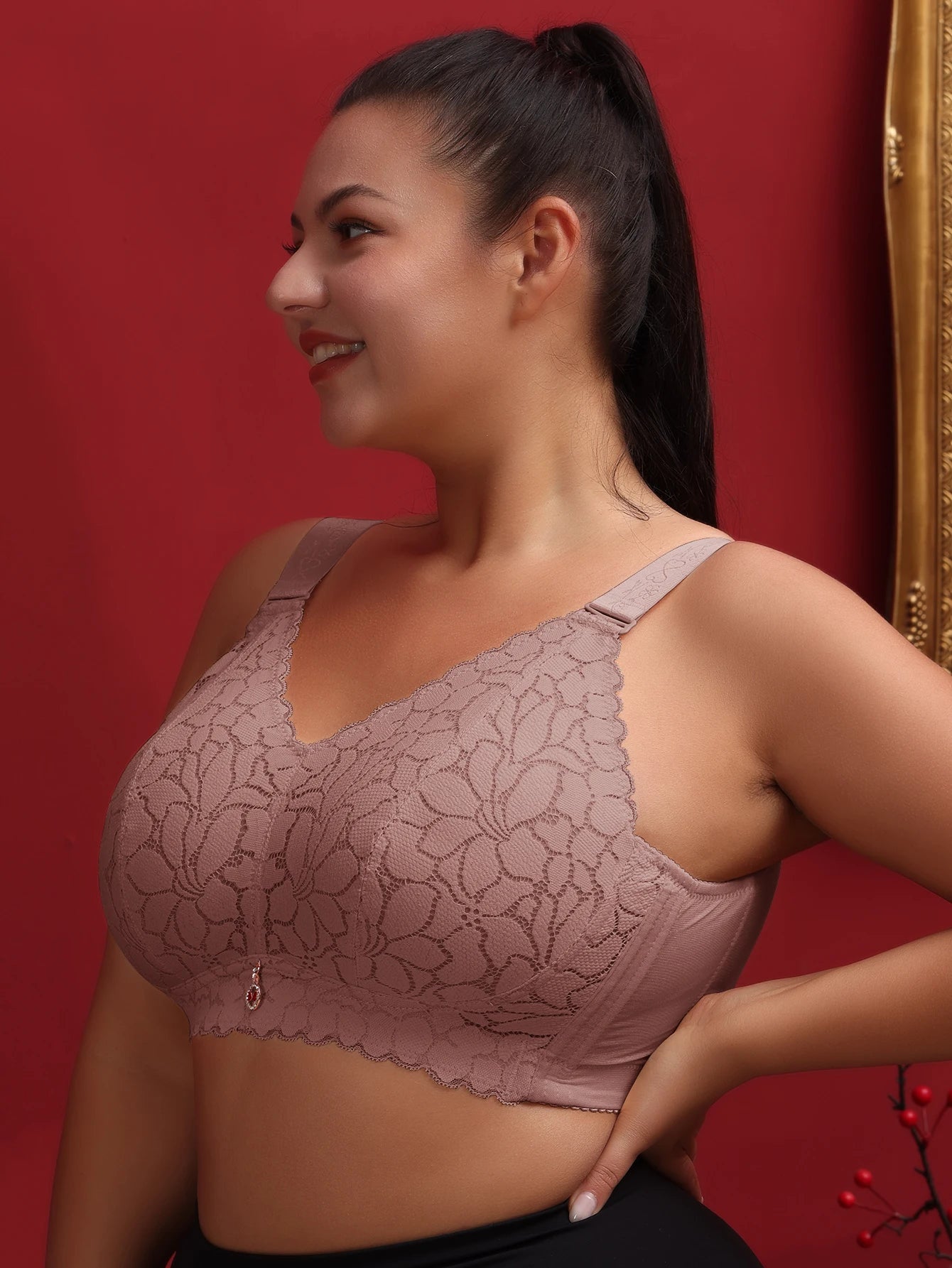 Floral Print Gathered Bra