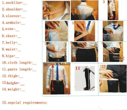 Peak-Lapel Stripe Groom Suit Set