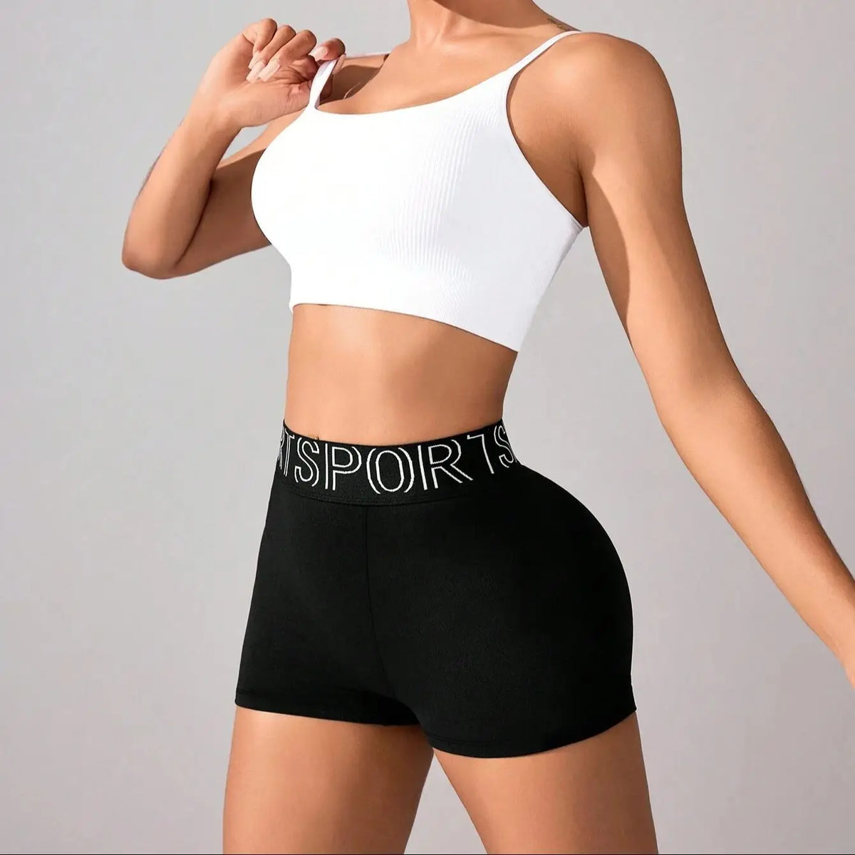 Letter Waistband Sports Shorts