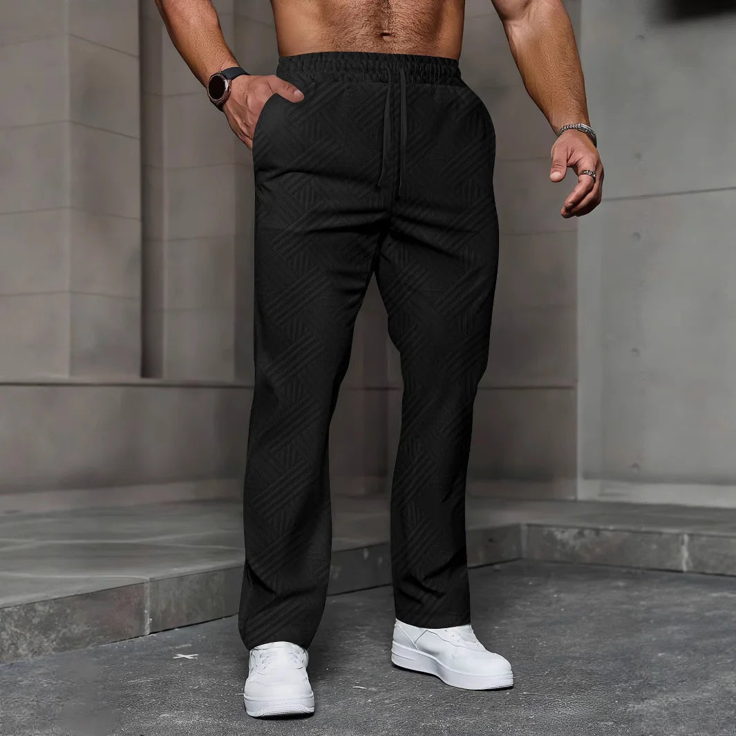 Jacquard Geometric Drawstring Trousers