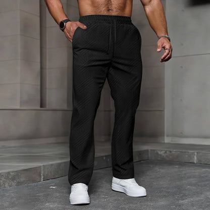 Jacquard Geometric Drawstring Trousers