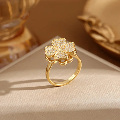 Four Leaf Clover Anxiety Ring