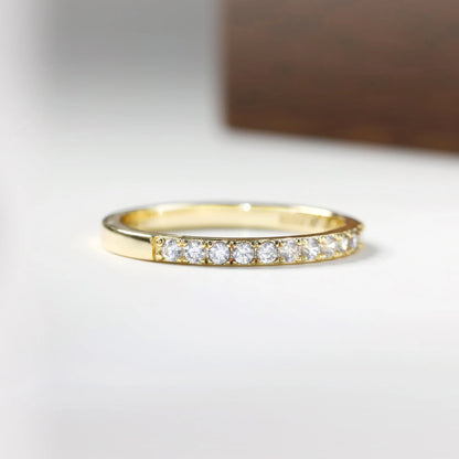 Gold Moissanite Silver Ring