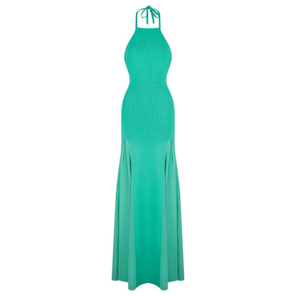 Open-Back Halter Maxi Dress