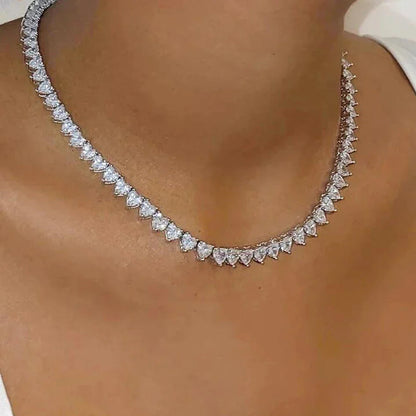Heart CZ Tennis Necklace