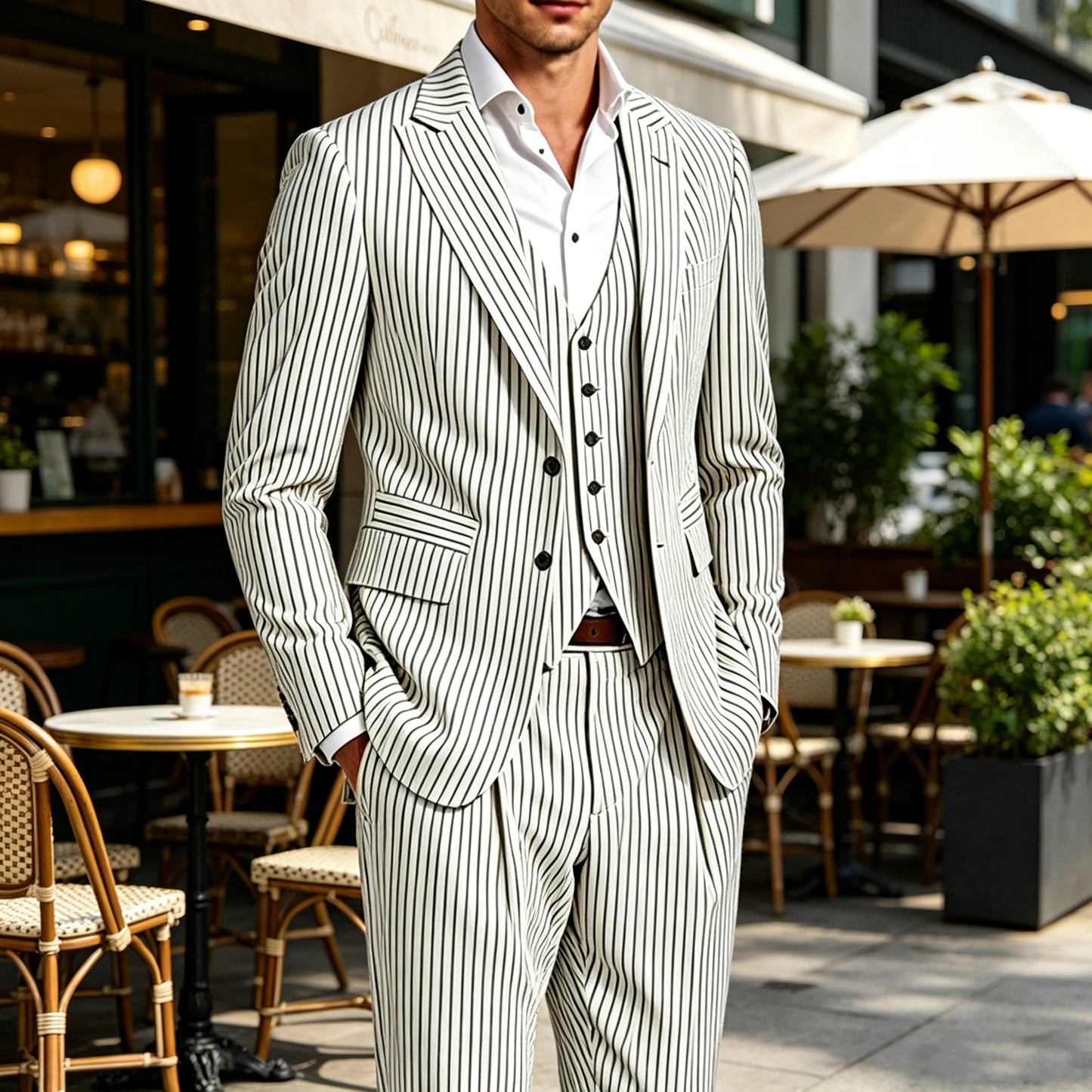 Pinstripe Three-Piece Formal Tuxedo