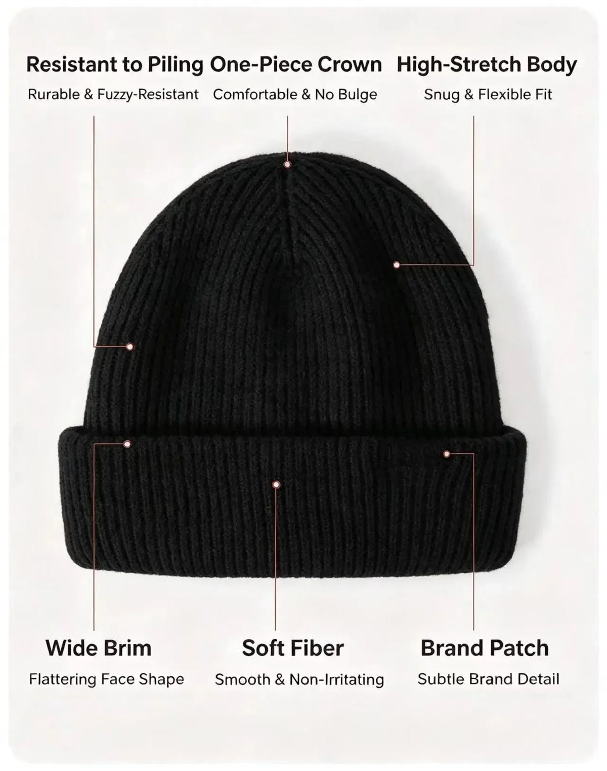 Double-Layer Embroidered Knit Hat