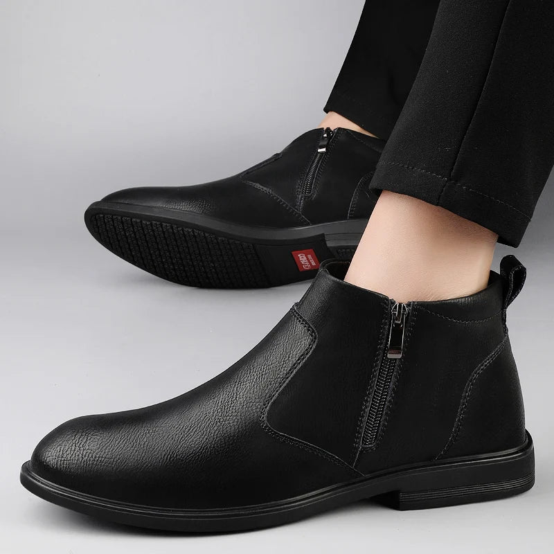 Cowhide Chelsea High-top Boots