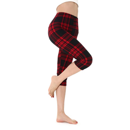 Black Red Plaid Leggings