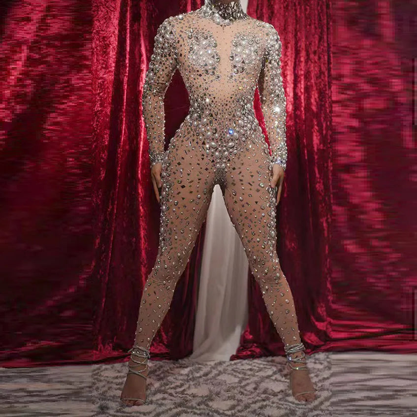 Shiny Pearl Slim Jumpsuit