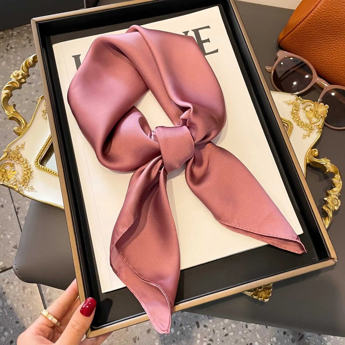 Luxury Silk Plaid Hijab Scarf