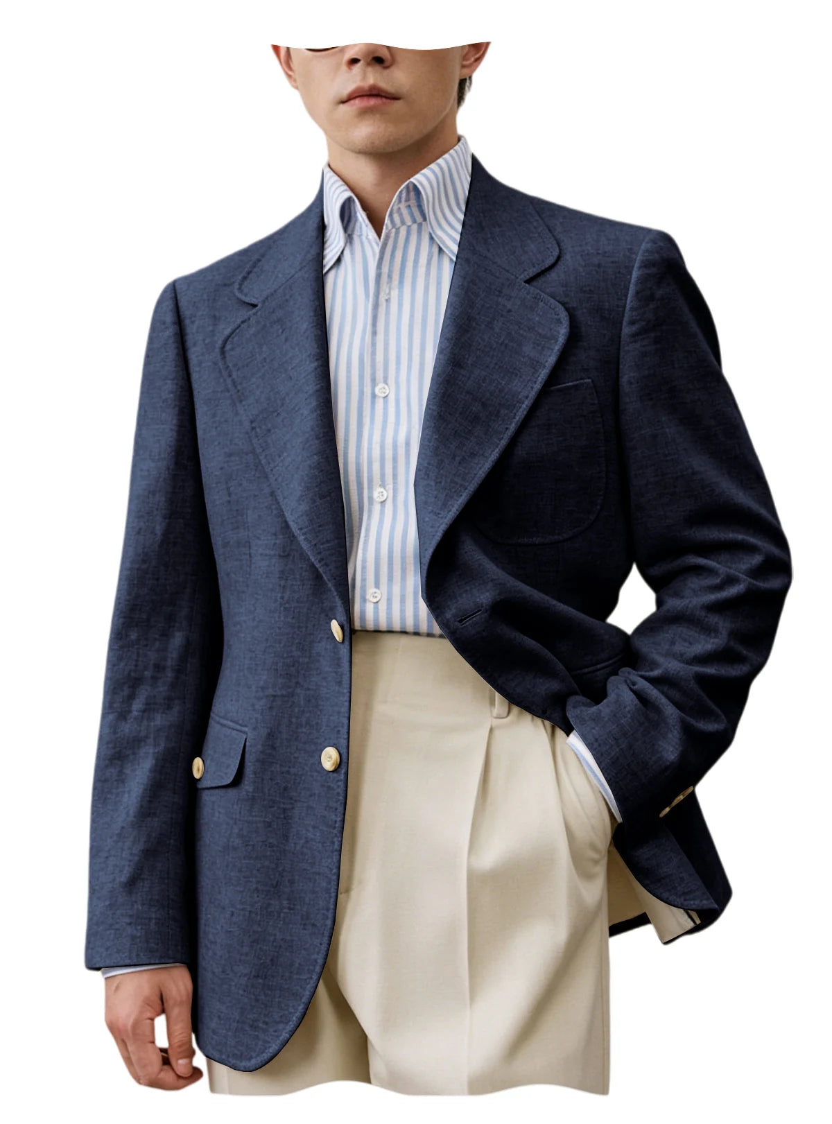 Linen Notch-Lapel Casual Blazer