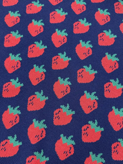 Strawberry Jacquard Puff Sleeve Sweater