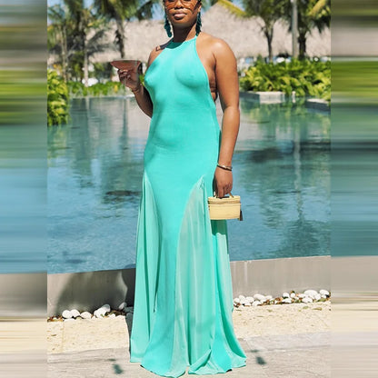 Open-Back Halter Maxi Dress