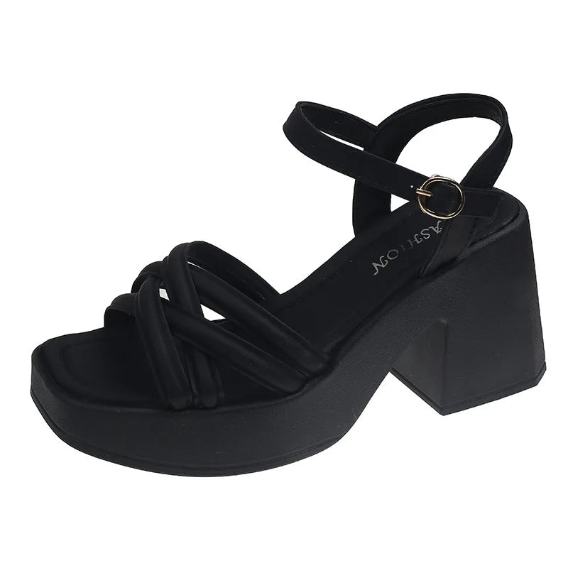Buckle Square Heel Sandals