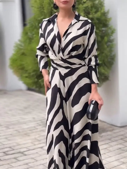 Zebra Print Wide Leg Jumpsuit