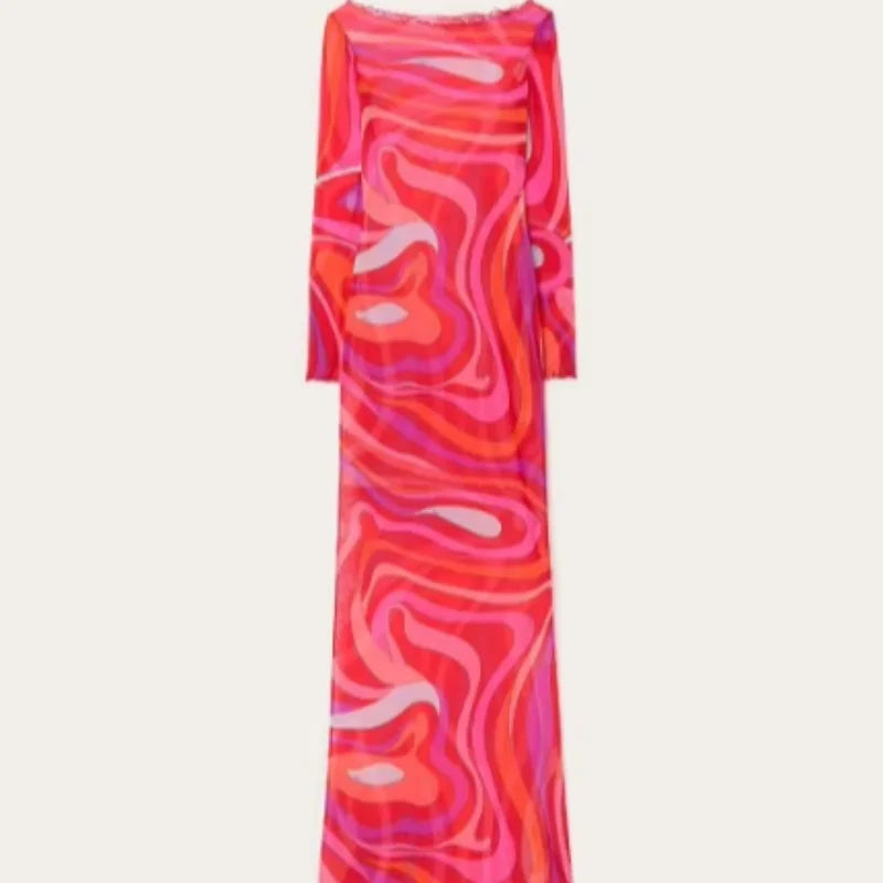 Sheer Mesh Bodycon Maxi Dress