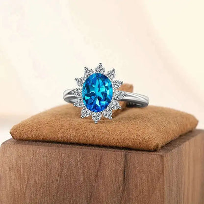 Floral Topaz Zircon Ring