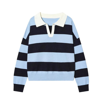Yellow Striped Polo Neck Sweater