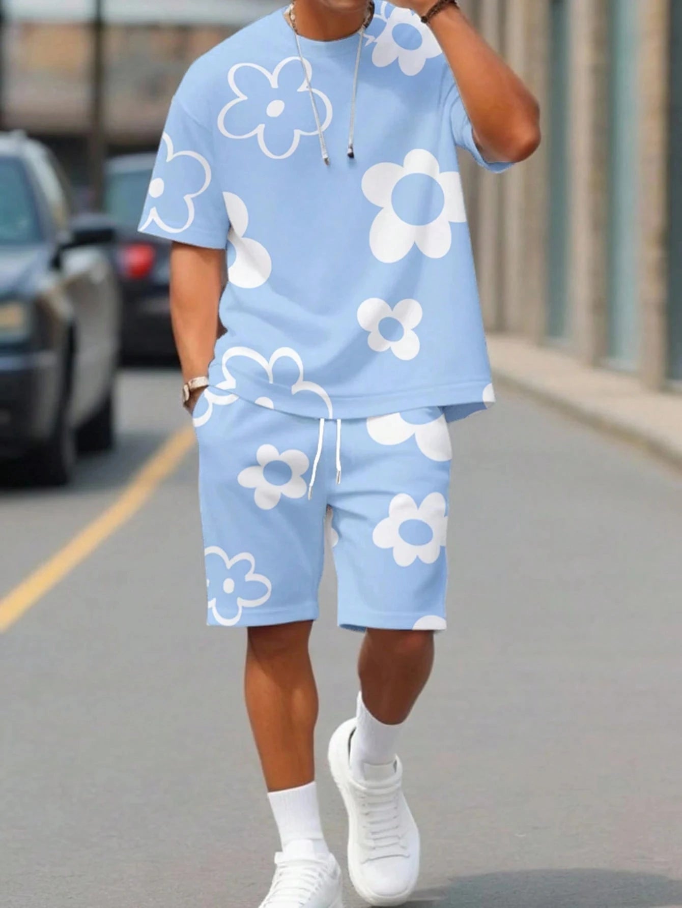Athletic T-Shirt Drawstring Shorts Set
