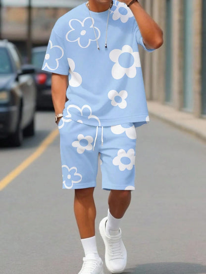 Athletic T-Shirt Drawstring Shorts Set