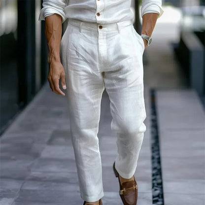 Linen Diagonal Pocket Loose Trousers