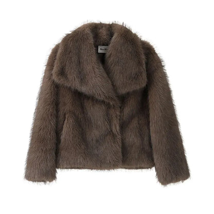 Gradient Fur Collar Coat