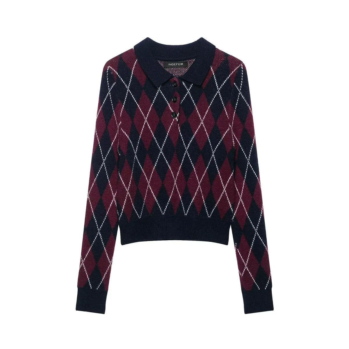 Argyle Polo Collar Sweater