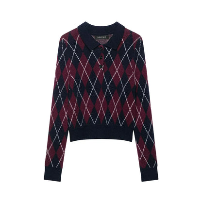 Argyle Polo Collar Sweater