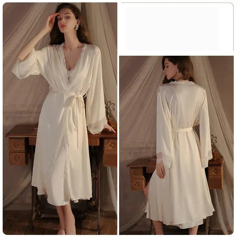 Women's Luxury Silky Robe & Slip Dress Set