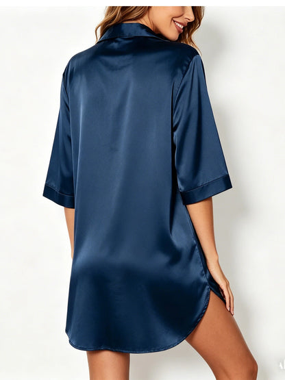 Satin Button-Up Nightshirt