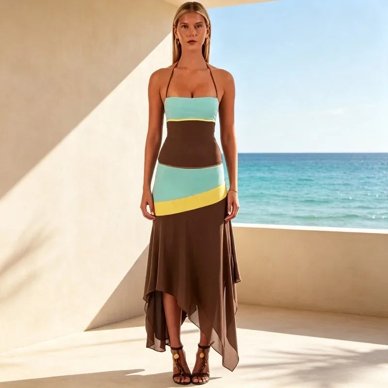 Patchwork Camisole Skirt Set