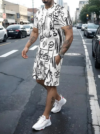 Letter Print T-Shirt Shorts Set