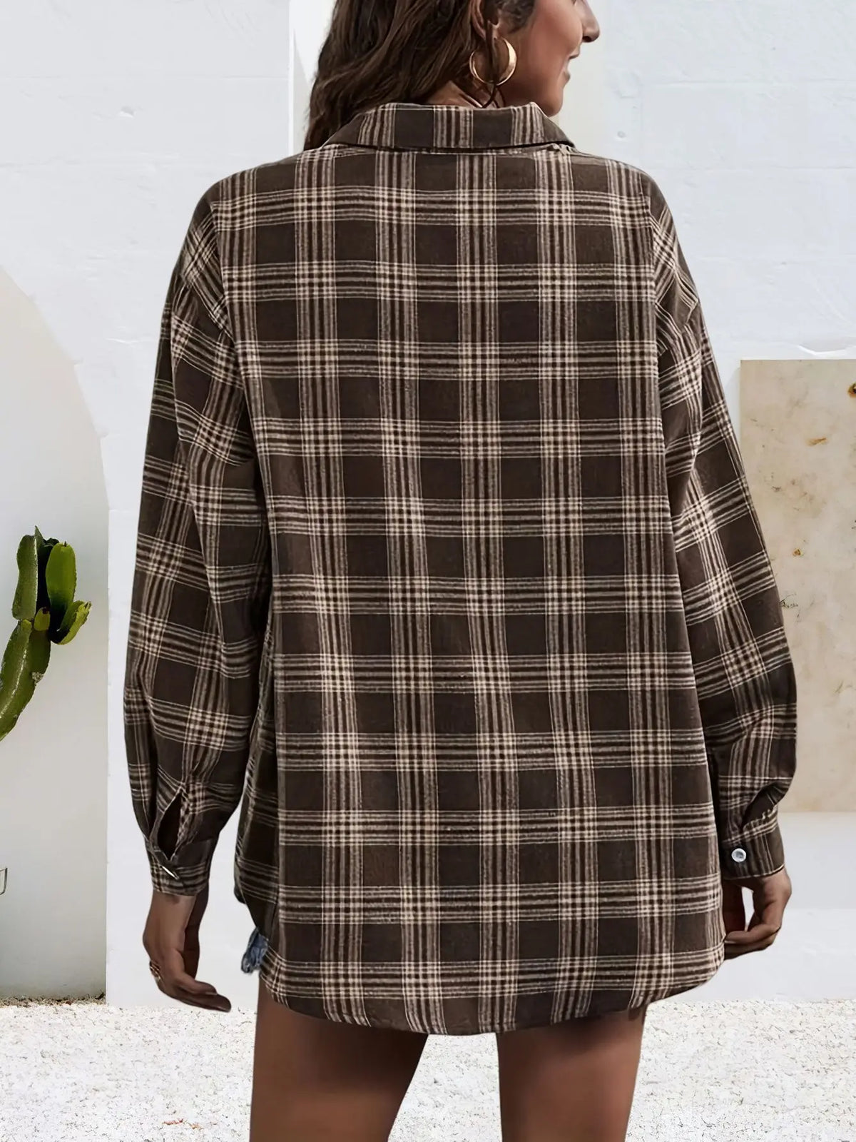 Plaid Flannel Button-Up Shirt