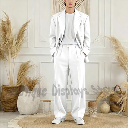 Peak-Lapel Loose Casual Suit Set