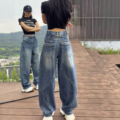 Thin Wide-Leg Straight Jeans