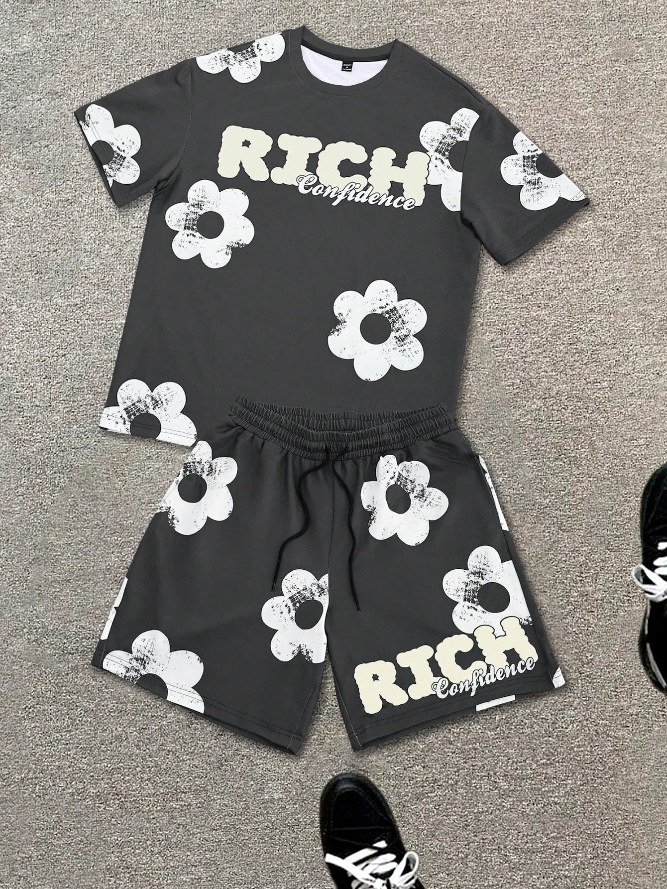Floral Graphic O-Neck Shorts Set