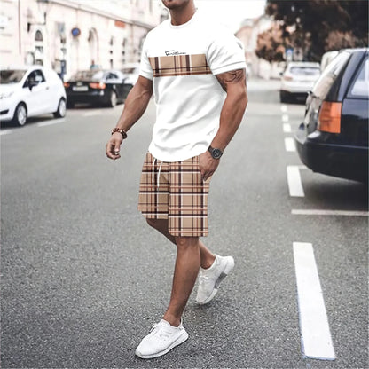3D Print Round Neck Shorts Set