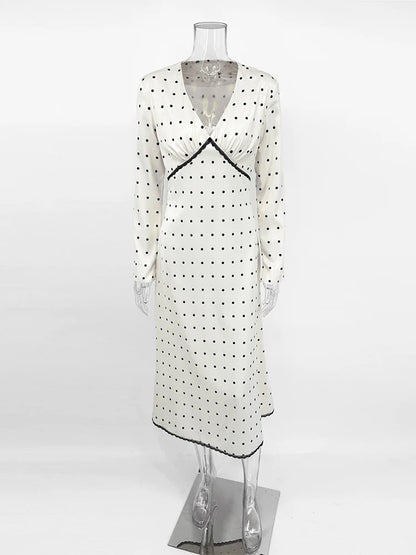 High-Waist Polka Dot Dress