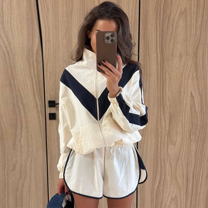 Color-Block Zip Jacket Set
