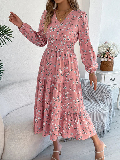 Floral V-Neck A-Line Dress