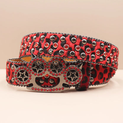 Rhinestone Leopard Belt