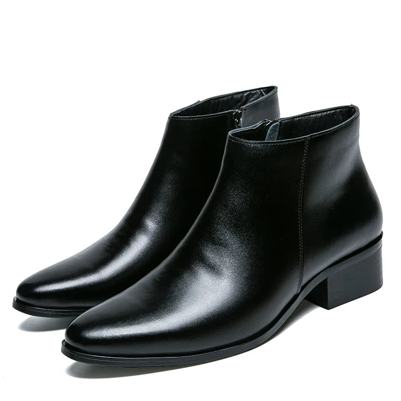 Black Leather Chelsea Ankle Boots