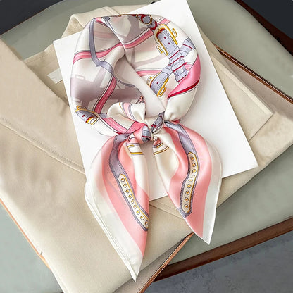 Satin Bandana Print Silk Scarf