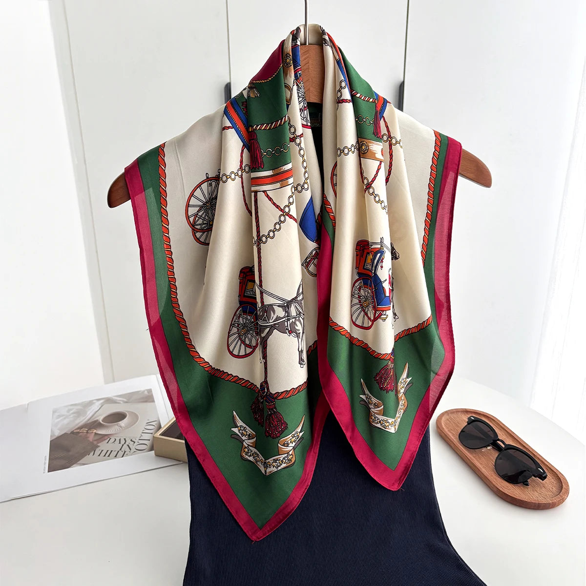 Print Silk Feeling Hairband Scarf