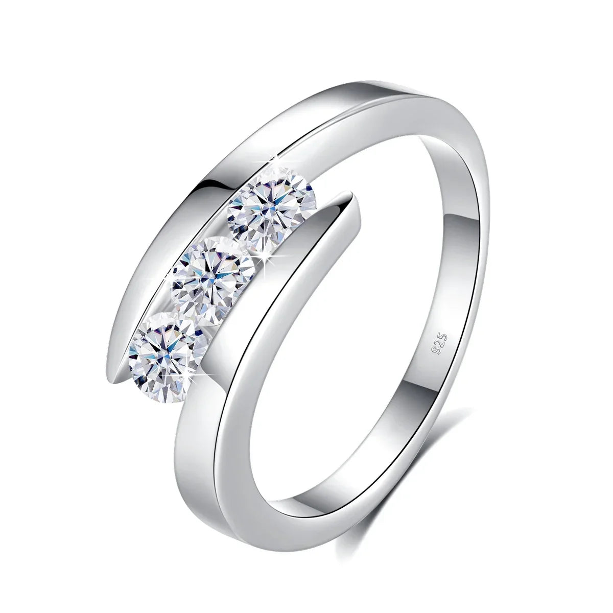 3 Stone Moissanite Ring