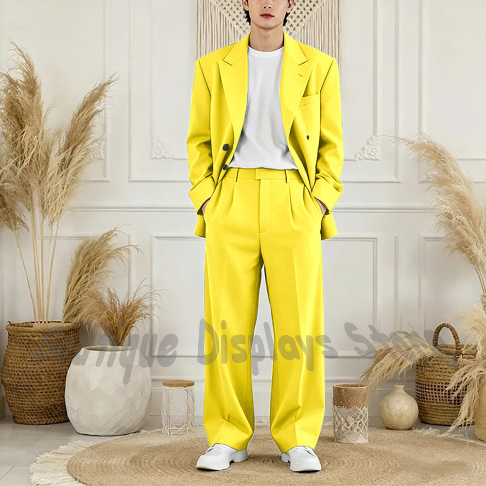 Peak-Lapel Loose Casual Suit Set
