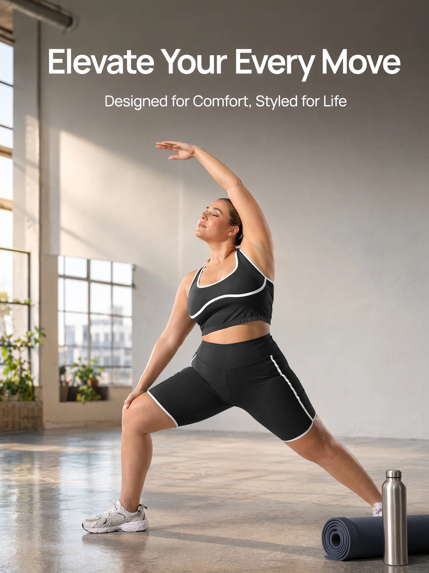 Plus Size Biker Shorts Set