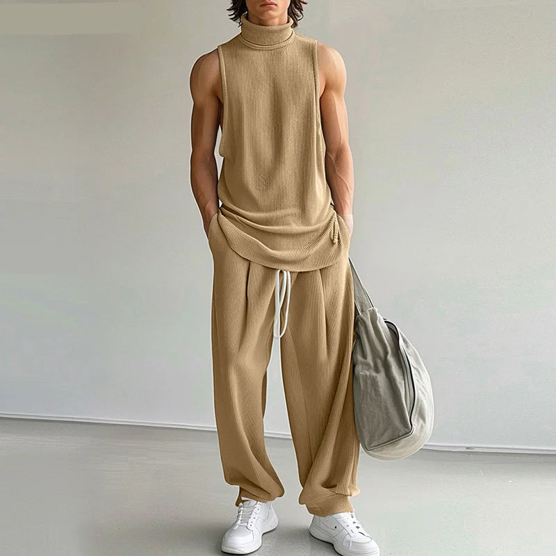 Turtleneck Tank Top Drawstring Set