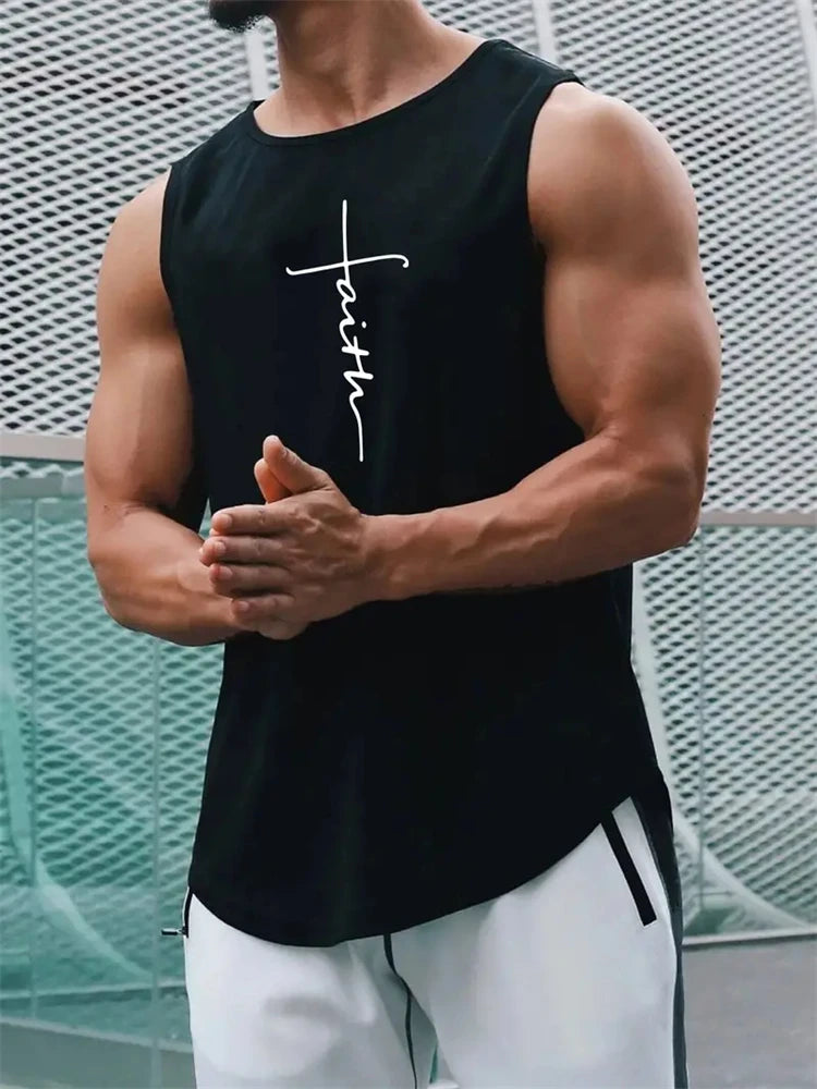Cross Print Streetwear Tank Top